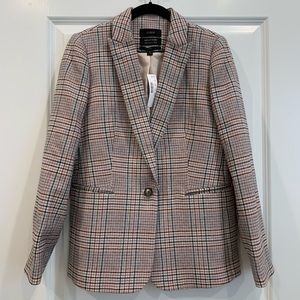 J. Crew tweed plaid tartan multi color Parke style blazer NWT